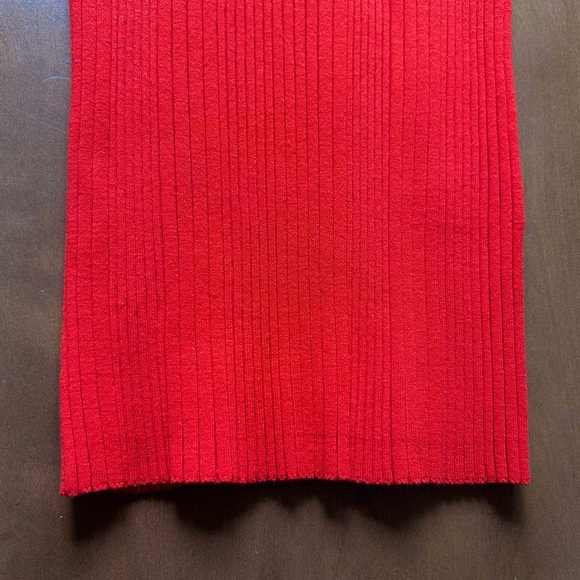 New Rebecca Taylor Red-Orange Ribbed Knit Skirt - Picture 3 of 7